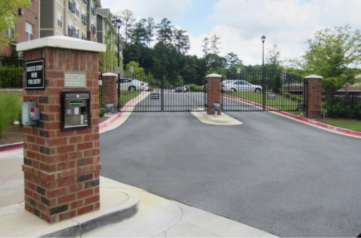 DKS telephone entry system, installed in front of the gated residential community entrance gate.