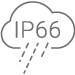 Image of the IP66 certification logo, indicating that Greenlogic's Security Cameras are dust-tight and protected against heavy seas or powerful jets of water. This certification highlights the durability and reliability of Greenlogic's Security Camera Solutions in various environmental conditions.