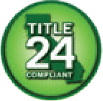 Image of the Title 24 Compliant logo, indicating that Greenlogic's LED Solutions meet the energy efficiency standards set by California's Title 24 building code. This certification highlights Greenlogic's commitment to providing energy-efficient LED Lighting.