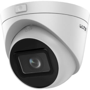 LTS IP dome security camera, a prominent type of security camera, isolated against a white background.