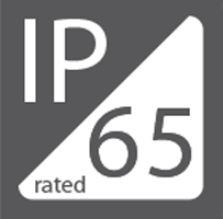 Image of the IP65 certification logo, indicating that Greenlogic's Lighting Solutions are dust-tight and protected against water projected from a nozzle. This certification highlights the durability and reliability of Greenlogic's LED Solutions in various environmental conditions.