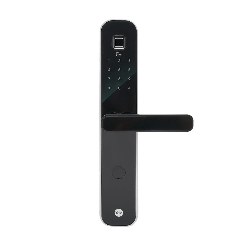 Isolated image of a Yale Smart Door Lock, a key component of Greenlogic Smart Apartment solutions, offering enhanced security and convenience.